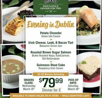 Farm Boy Evening in dublin offer