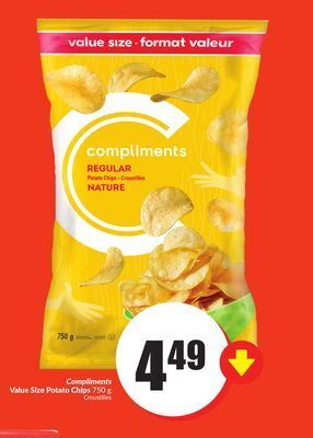 FreshCo Compliments value size potato chips 750 g offer