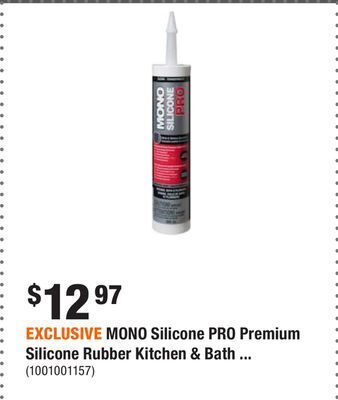 Home Depot Exclusive mono silicone pro premium silicone rubber kitchen & bath sealant in clear, 290ml offer