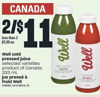 Valu-mart Jus pressé à froid well 333 ml offer