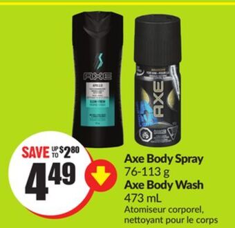 FreshCo Axe body spray 76-113 g axe body wash 473 ml offer