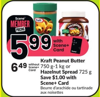 FreshCo Kraft peanut butter 750 g-1 kg or hazelnut spread 725 g offer