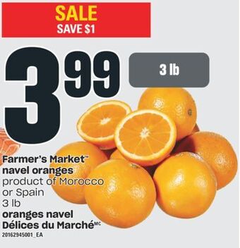 Valu-mart Oranges navel délices du marché, 3 lb offer