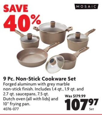 Home Hardware 9 pc. non-stick cookware set offer