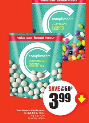 Chalo FreshCo Compliments jelly beans or scotch mints 700 g offer