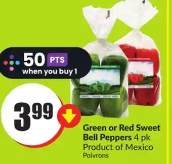Chalo FreshCo Green or red sweet bell peppers 4 pk product of mexico offer