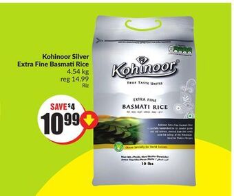 Chalo FreshCo Kohinoor silver extra fine basmati rice 4.54 kg offer
