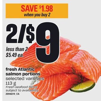 Zehrs Markets Fresh atlantic salmon portions, 113 g offer