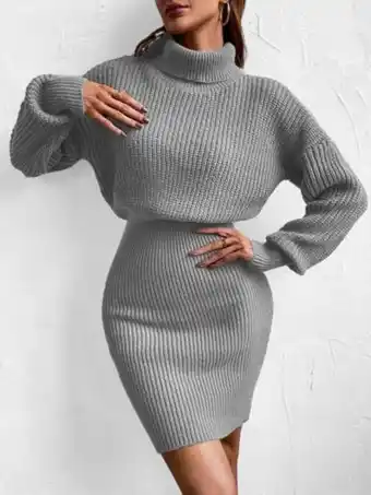 SheIn Turtle neck drop shoulder sweater dress offer