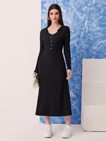 SheIn Half button collar neckline dress offer