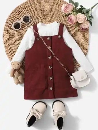 SheIn Shein baby button front corduroy overall dress offer