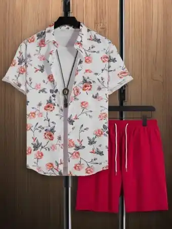 SheIn Men floral print shirt & shorts without tee offer