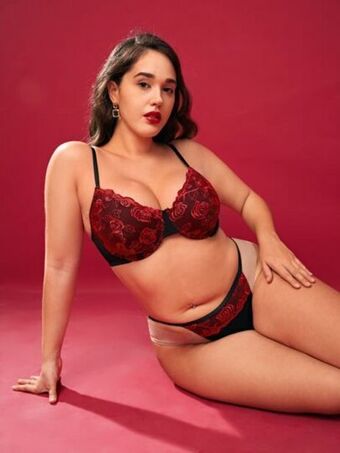 SheIn Plus floral lace underwire lingerie set offer