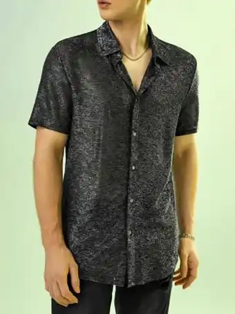SheIn Shein men marled knit button front shirt offer