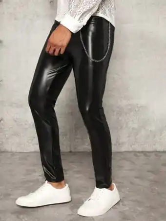 SheIn Shein men letter patched chain skinny pants offer
