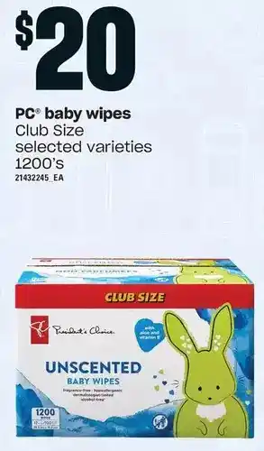 Independent Grocer Pc baby wipes offer