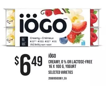 Independent Grocer Iögo creamy, 0% or lactose-free yogurt offer