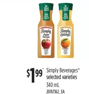 Independent Grocer Simply beverages offer