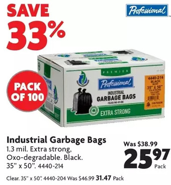Home Hardware Industrial garbage bags: black | clear offer
