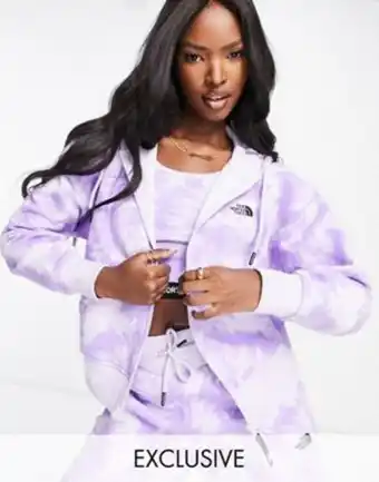 Asos The north face essential full zip hoodie in purple tie dye - exclusive to asos offer