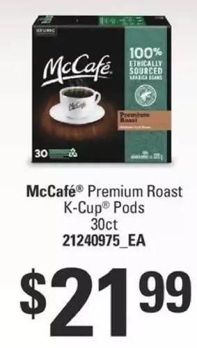 Fortinos Mccafé premium roast k-cup pods offer