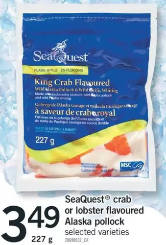 Fortinos Seaquest crab or lobster flavoured alaska pollock offer