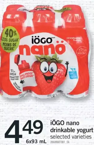 Fortinos Iögo nano drinkable yogurt offer