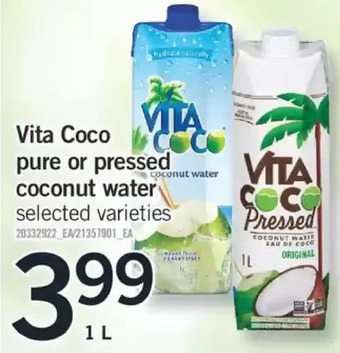 Fortinos Vita coco pure or pressed coconut water offer