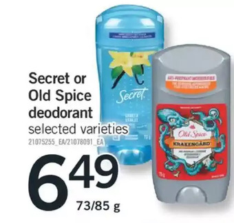 Fortinos Secret or old spice deodorant offer