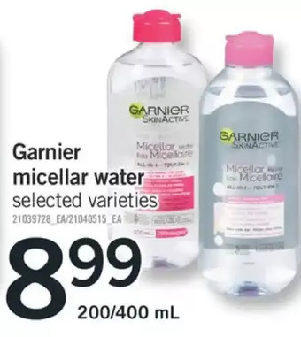 Fortinos Garnier micellar water offer