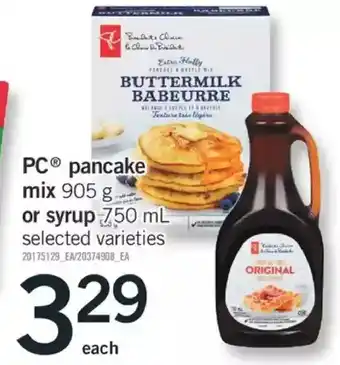 Fortinos Pc pancake mix or syrup offer