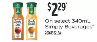 Fortinos Simply beverages offer