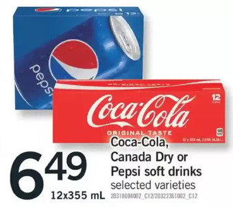 Fortinos Coca-cola, canada dry or pepsi soft drinks offer