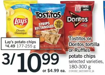 Fortinos Tostitos or doritos tortilla or ruffles potato chips offer