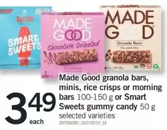 Fortinos Made good granola bars, minis, rice crisps or morning bars or smart sweets gummy candy offer