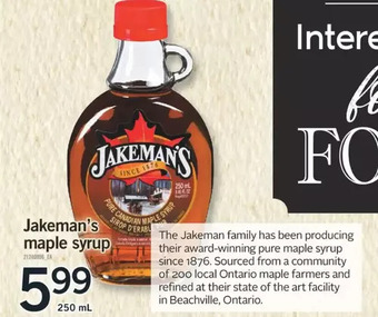 Fortinos Jakeman's maple syrup offer