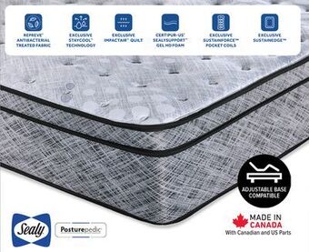 Leon's Sealy posturepedic® correct comfort® mattias firm eurotop queen mattress offer