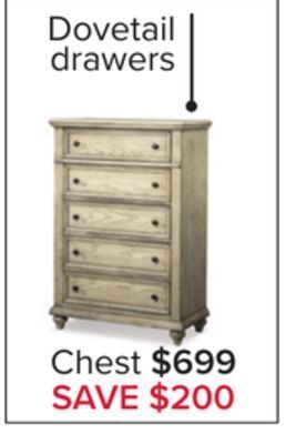 Leon's Emma 5 drawer chest - oak offer