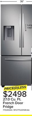 Leon's Samsung stainless steel french door refrigerator (27 cu.ft) - rf27t5201sr/aa offer