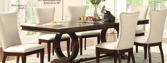 Leon's Rosario 7-piece dining room set - cherry and beige offer