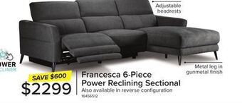 Leon's Francesca 2-piece power reclining sectional with right-facing chaise - starburst metal offer