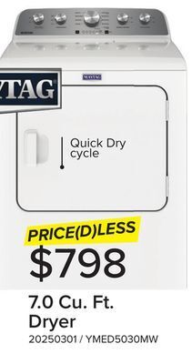 Leon's Maytag white electric dryer with extra power (7.0 cu. ft.) - ymed5030mw offer