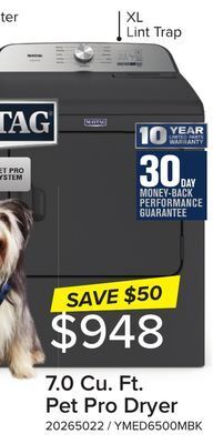 Leon's Maytag volcano black electric dryer with pet pro (7.0 cu. ft.) - ymed6500mbk offer