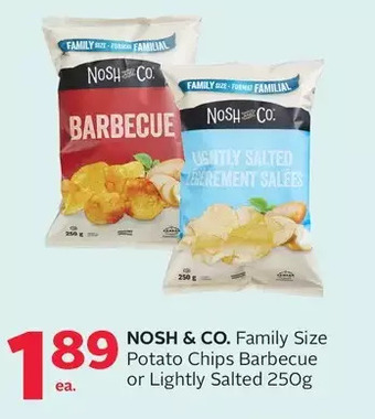 Rexall Nosh & co. family size potato chips barbecue or lightly salted offer