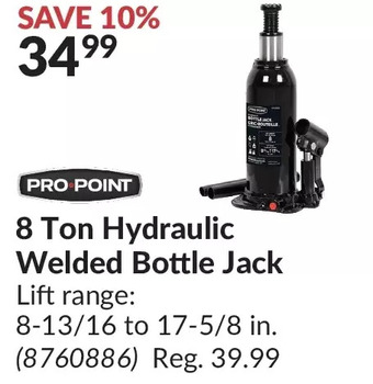 Princess Auto Pro.point 8 ton hydraulic welded bottle jack offer