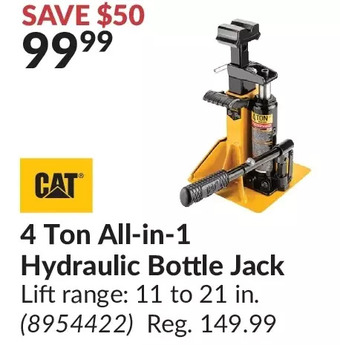 Princess Auto Cat 4 ton all-in-1 hydraulic bottle jack offer