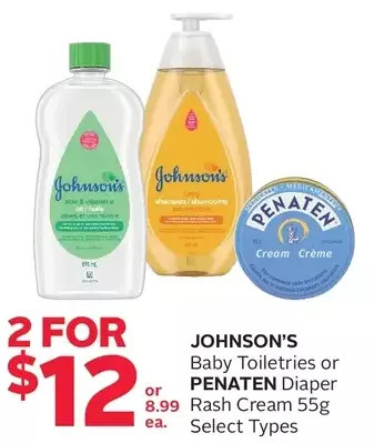 Rexall Johnson's baby toiletries or penaten diaper rash cream offer