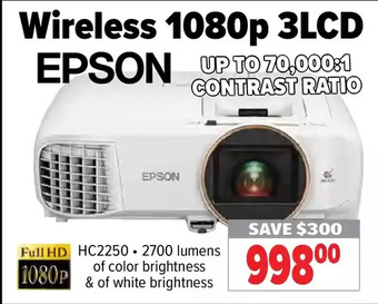 2001 Audio Video Epson wireless 1080p 3lcd offer
