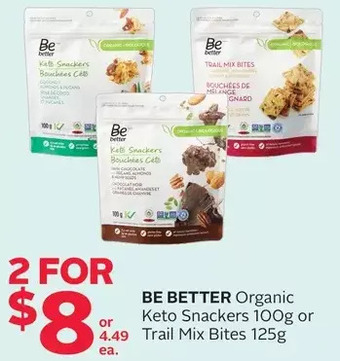 Rexall Be better organic keto snackers or trail mix bites offer