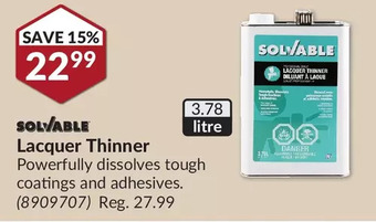 Princess Auto Solvable lacquer thinner offer